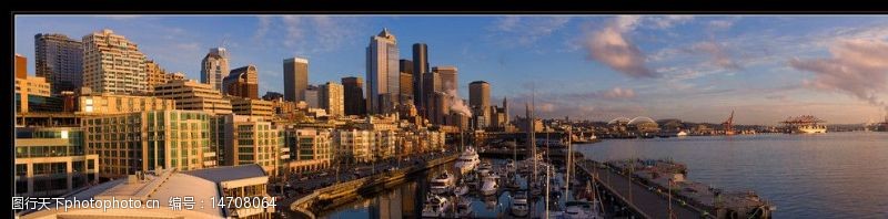 船只美国西雅图冬日的午后城市美景图片