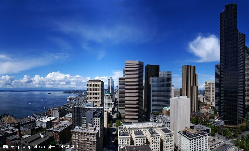 船只西雅图美丽的城市景观图片