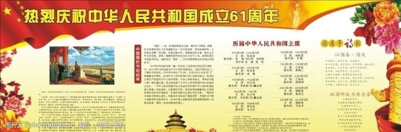 花坛热烈庆祝中国成立61周年展板图片